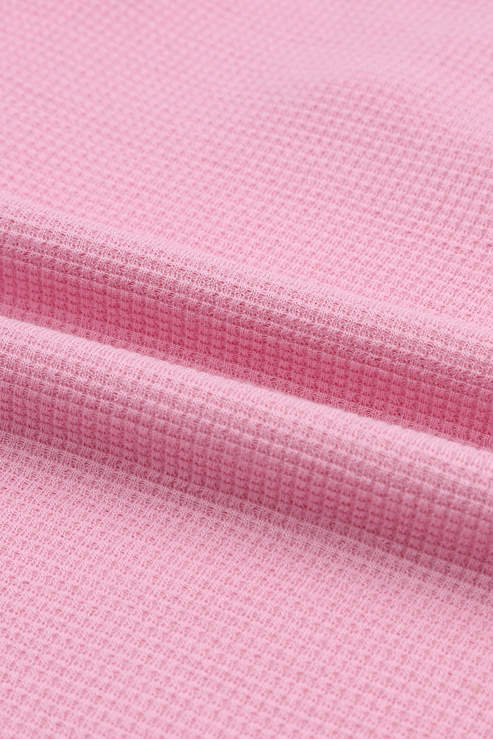 Pink Plus Size Waffle Knit Exposed Seam Shirt