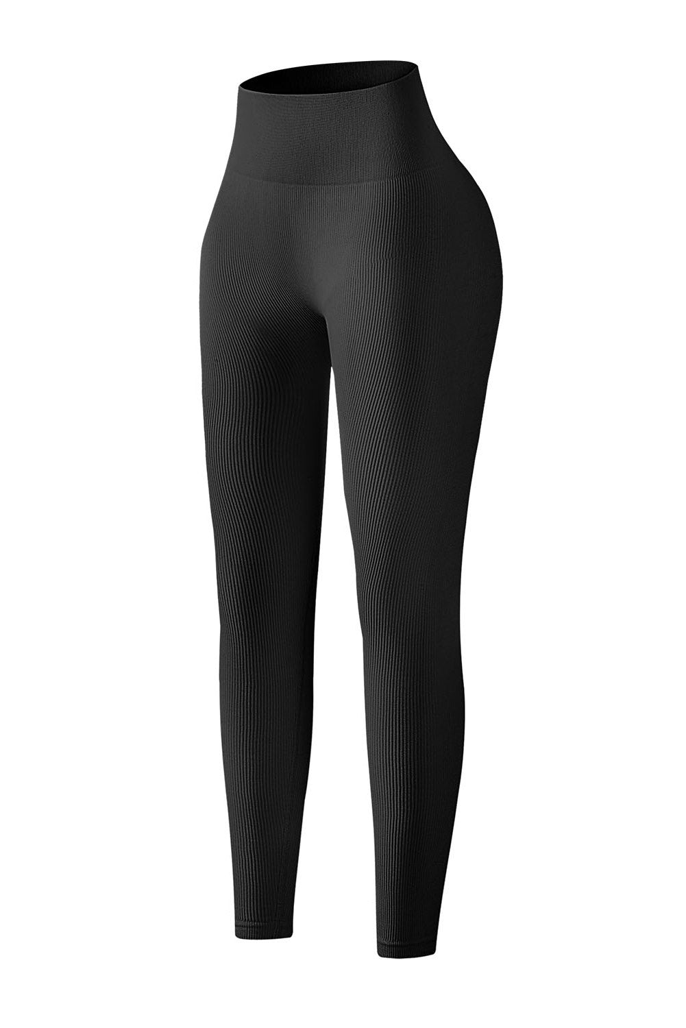 Black Ribbed Butt-lift High Waist Yoga Pants