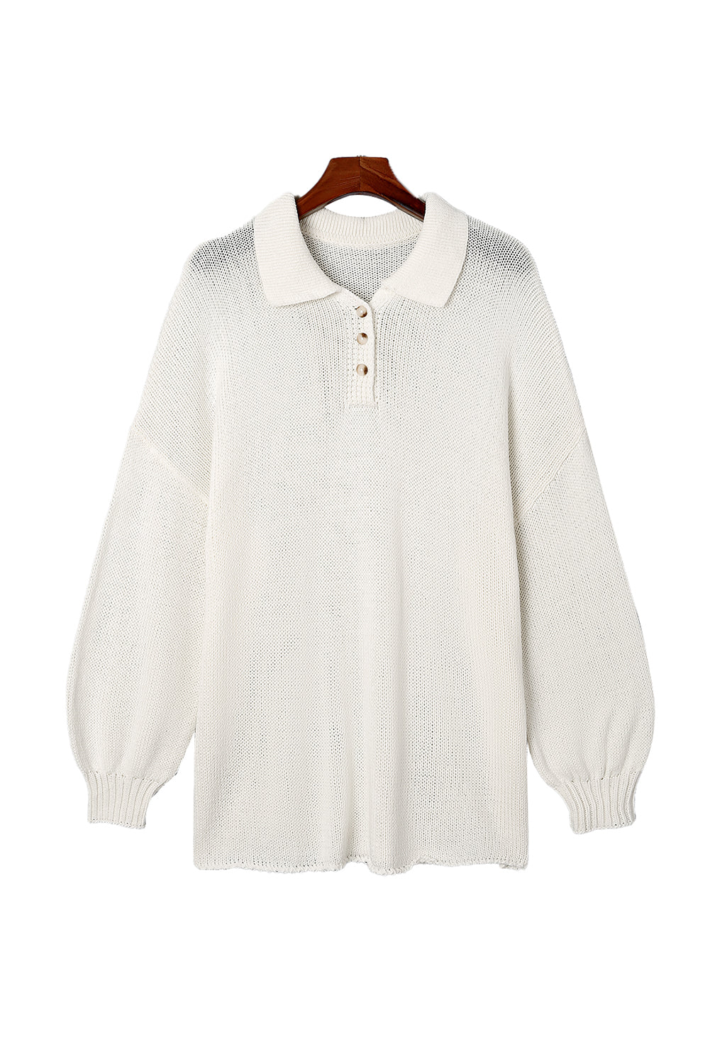 Beige Plus Size Polo Sweater