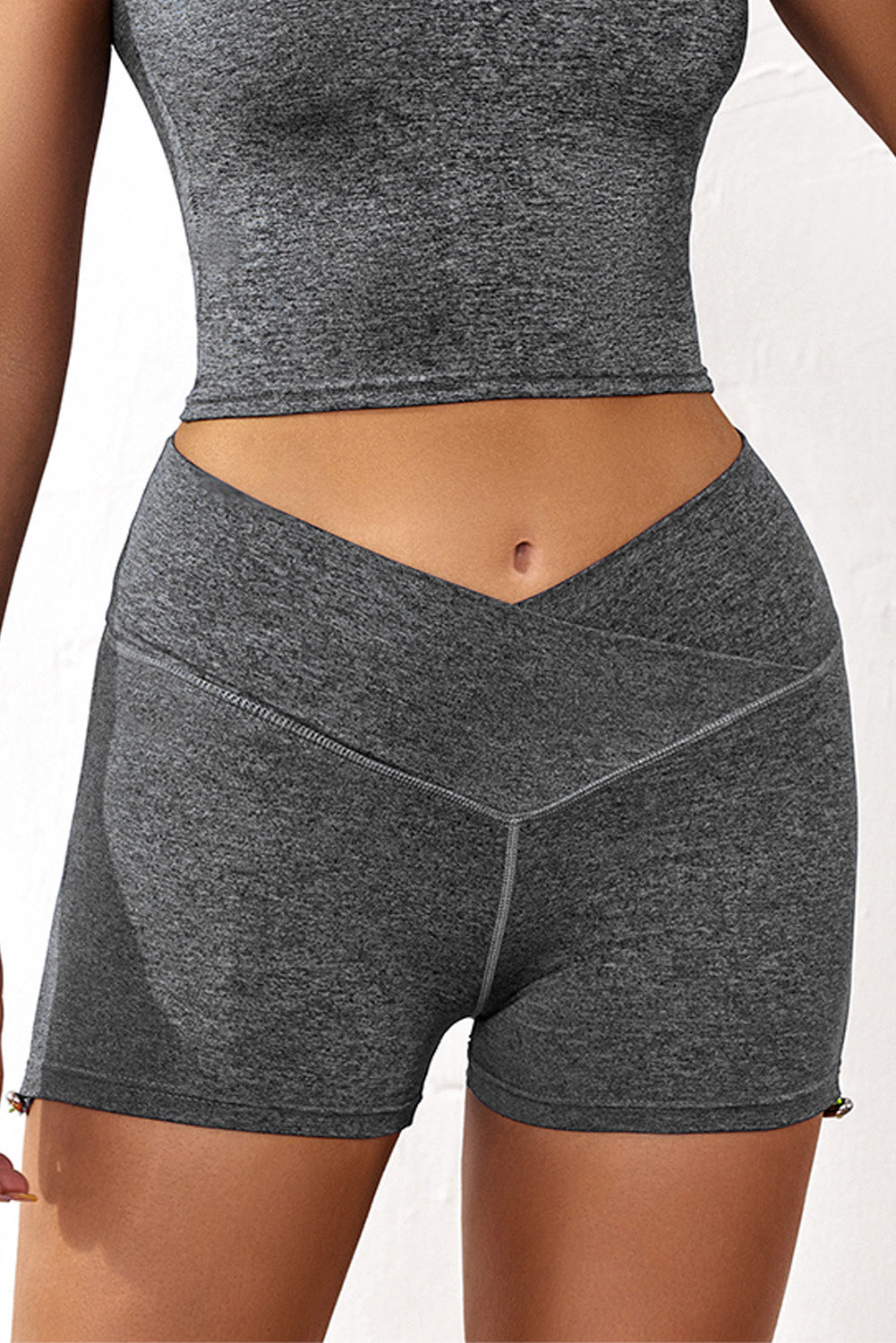 Gray Athletic Gym Butt Lifting Yoga Shorts