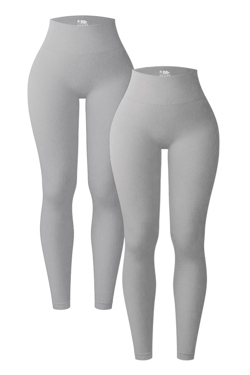 Gray Ribbed Butt-lift High Waist Yoga Pants