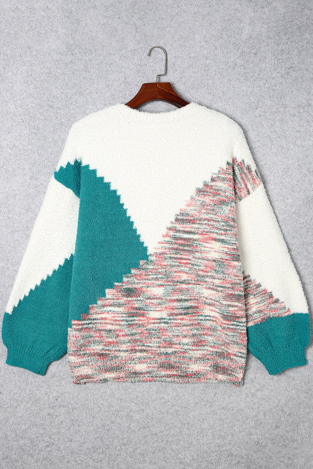 Multicolor Scalloped Color Block Plus Size Sweater