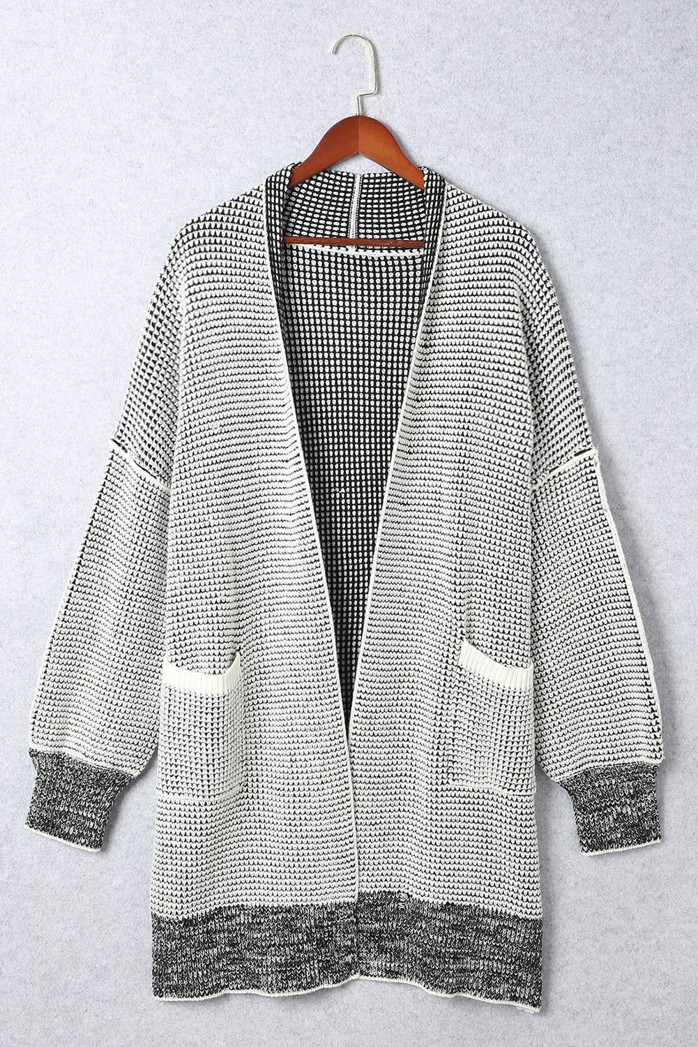 Gray Plus Size Textured Knit Cardigan