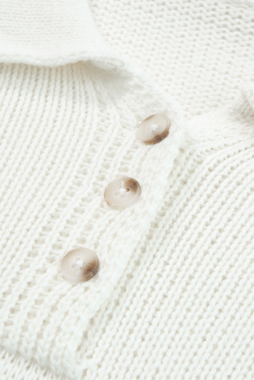 Beige Plus Size Polo Sweater