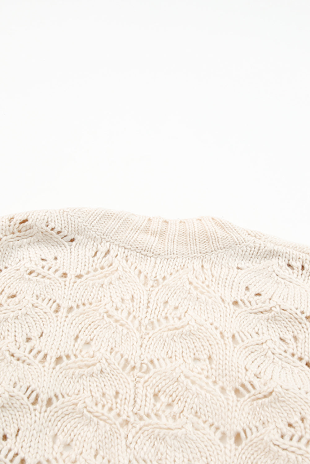 Beige Plus Size Textured Knit Open Ribbed Trim Cardigan