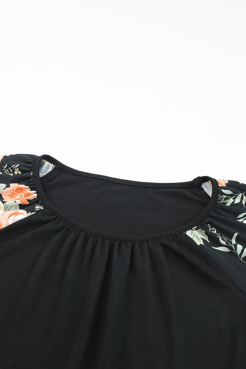 Black Floral Ruffle Sleeve Plus Size Top