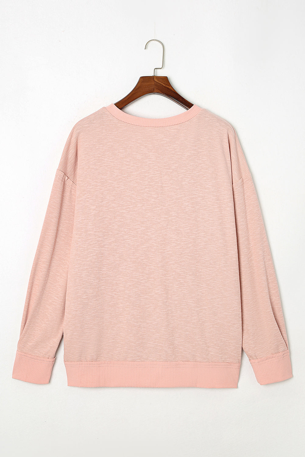 Pink Raw Cut Notched Neck Plus Size French Terry Hoodie