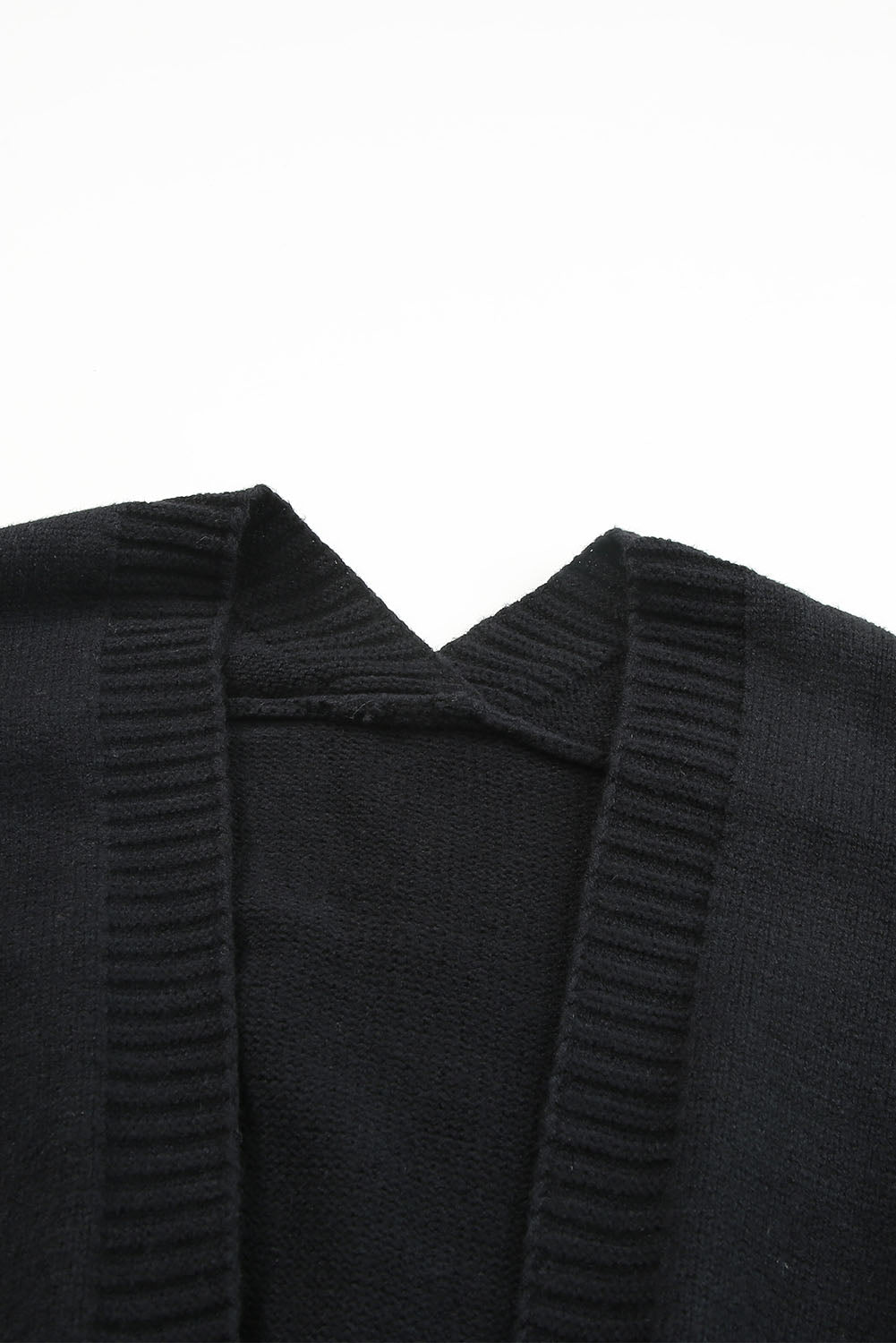 Black Pom Pom Detail Open Front Plus Size Cardigan