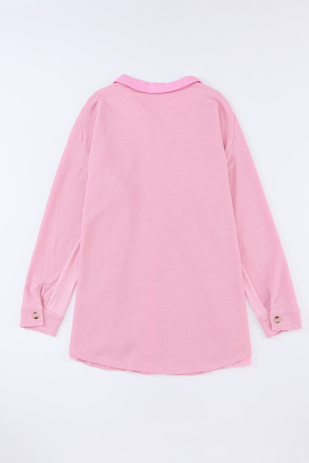 Pink Plus Size Waffle Knit Exposed Seam Shirt