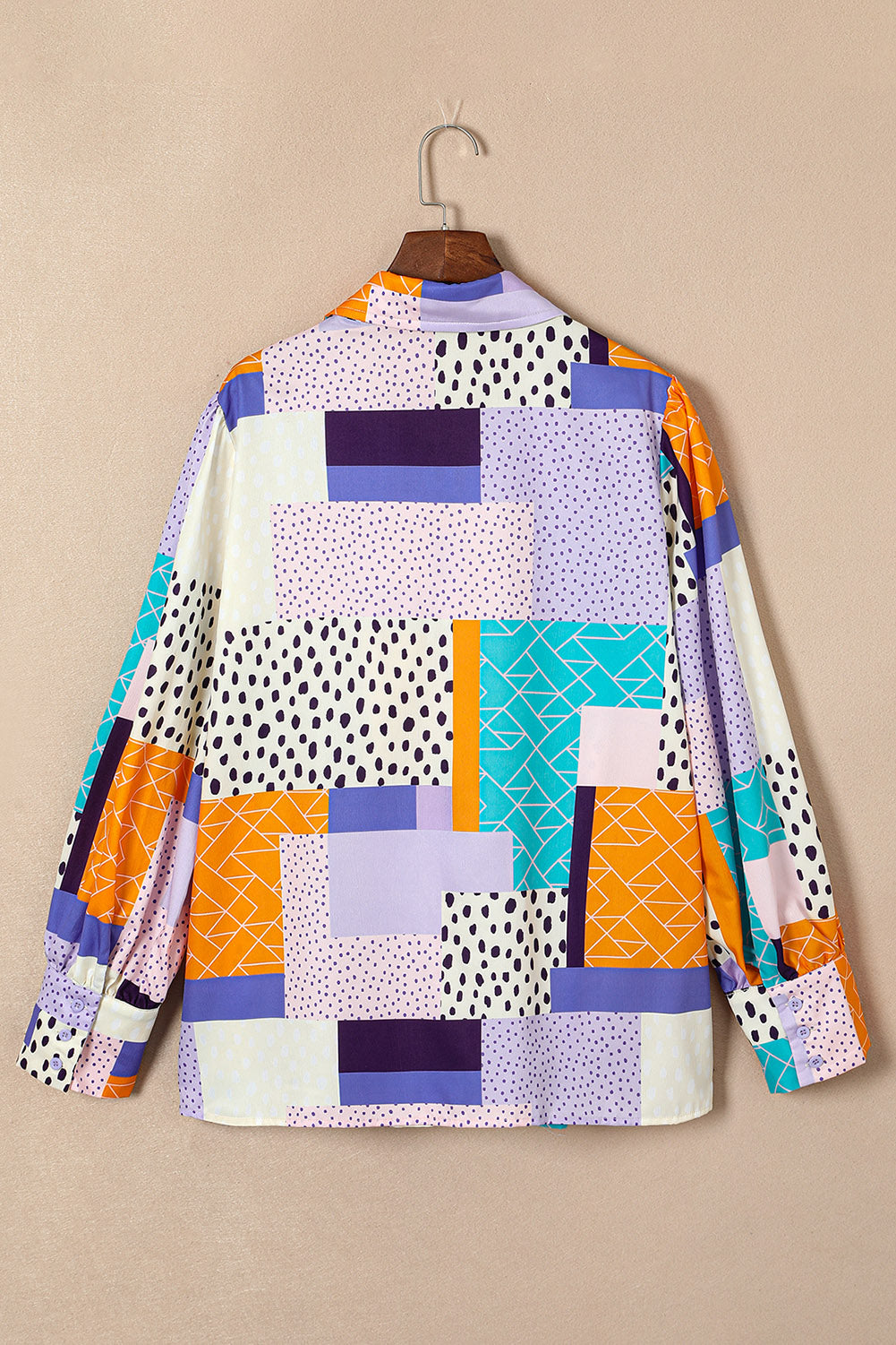 Multicolour Plus Size Mixed Print Buttoned Shirt