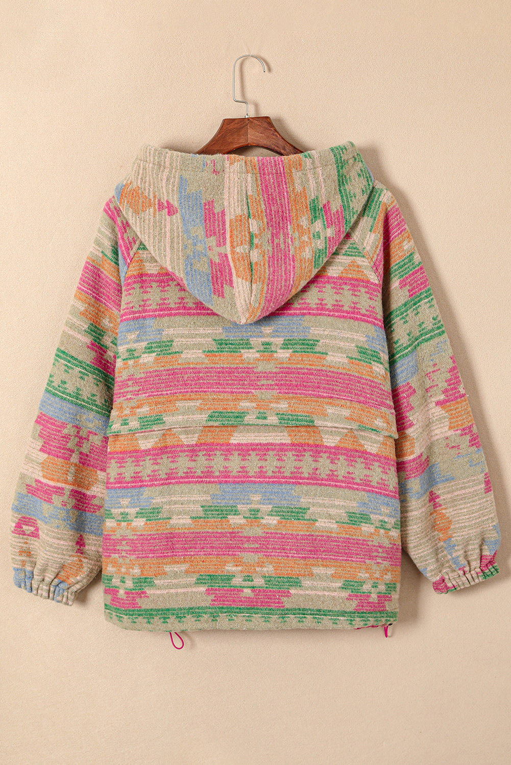 Multicolor Plus Size Western Aztec Geometric Pattern Zip up Hoodie