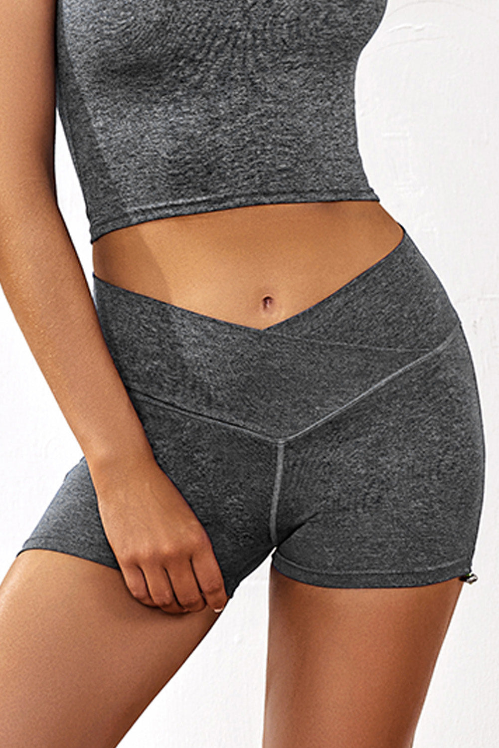 Gray Athletic Gym Butt Lifting Yoga Shorts