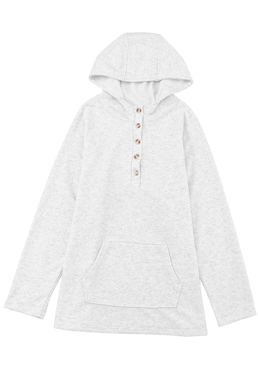 Gray Plus Size Kangaroo Pocket Henley Button Hoodie