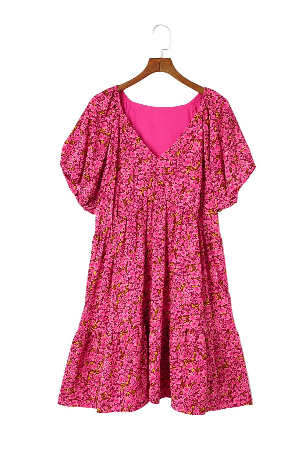 Rose Plus Size Floral V Neck Babydoll Dress