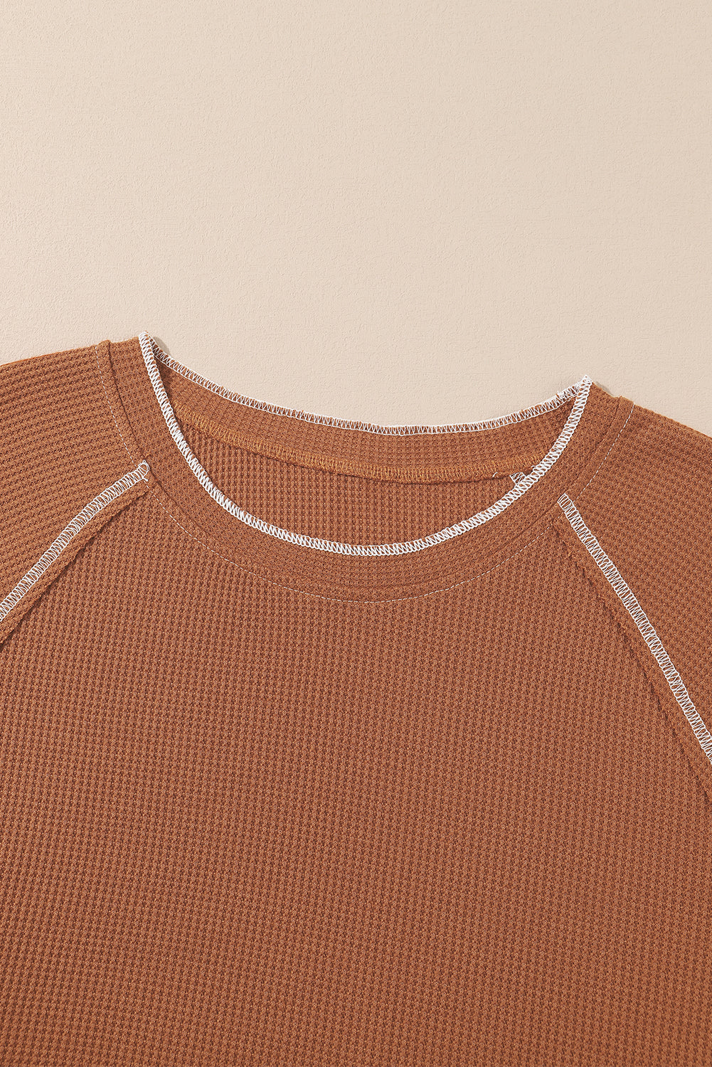 Chestnut Exposed Seam Detail Plus Size Textured Top