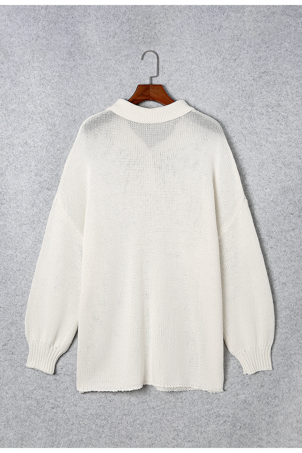 Beige Plus Size Polo Sweater