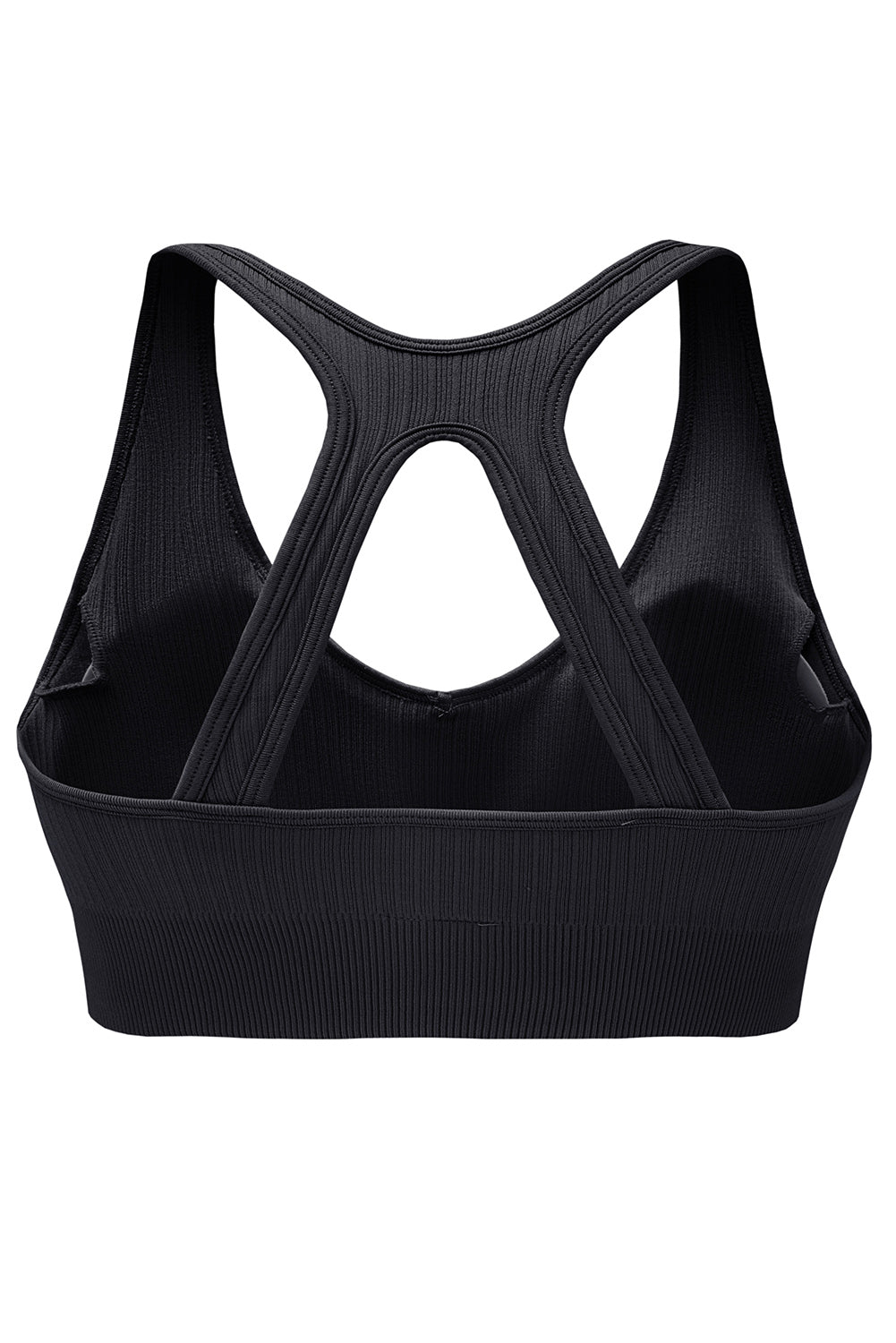 Black Ribbed Hollow-out Racerback Yoga Camisole