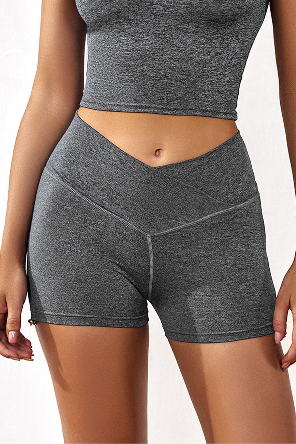 Gray Athletic Gym Butt Lifting Yoga Shorts