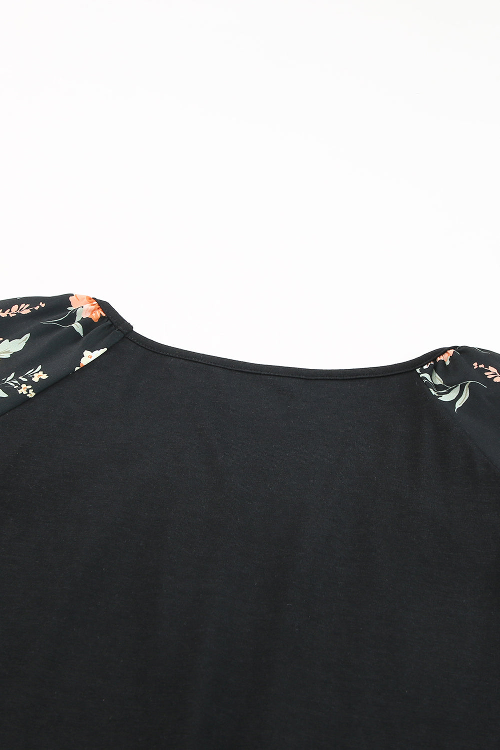 Black Floral Ruffle Sleeve Plus Size Top