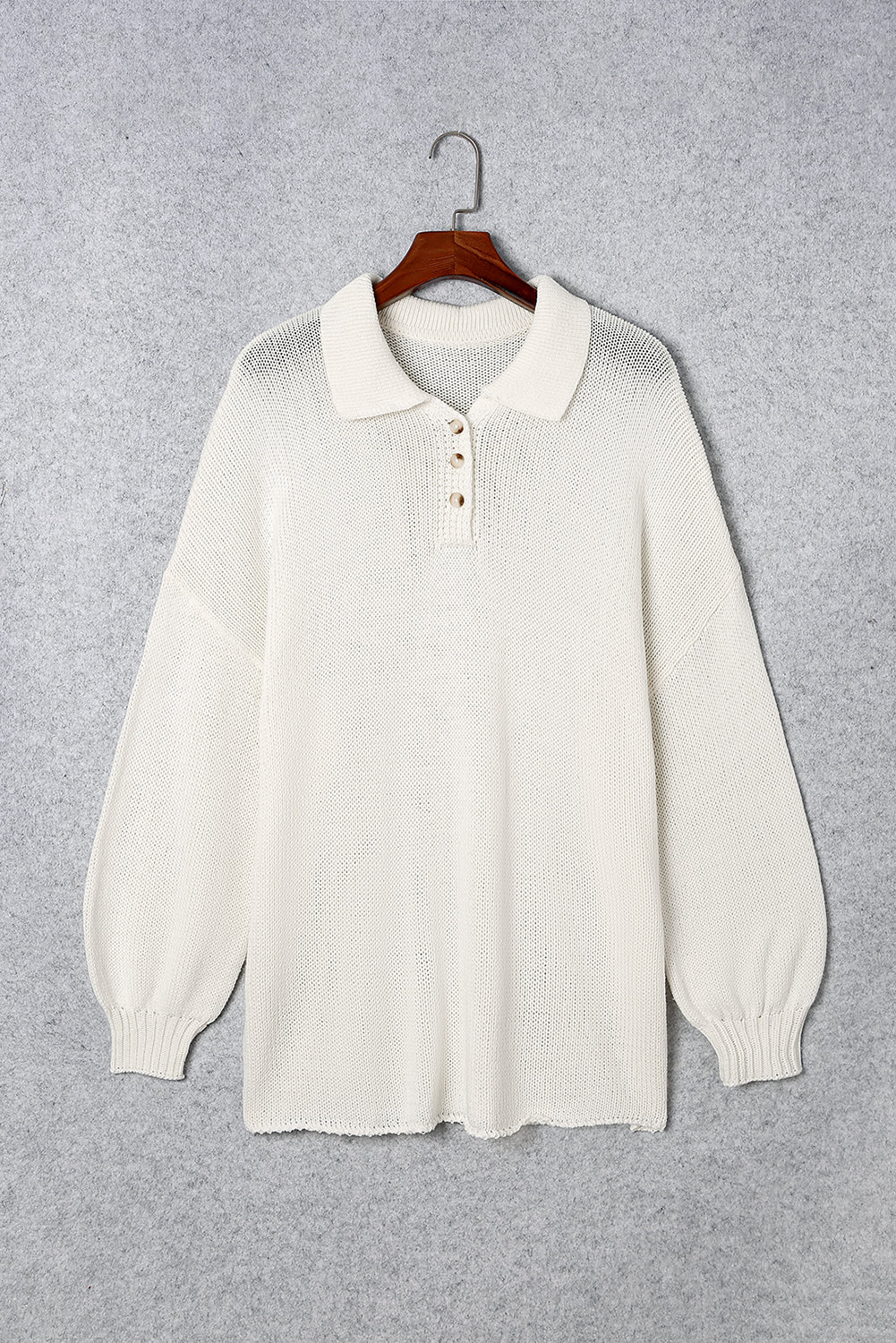 Beige Plus Size Polo Sweater