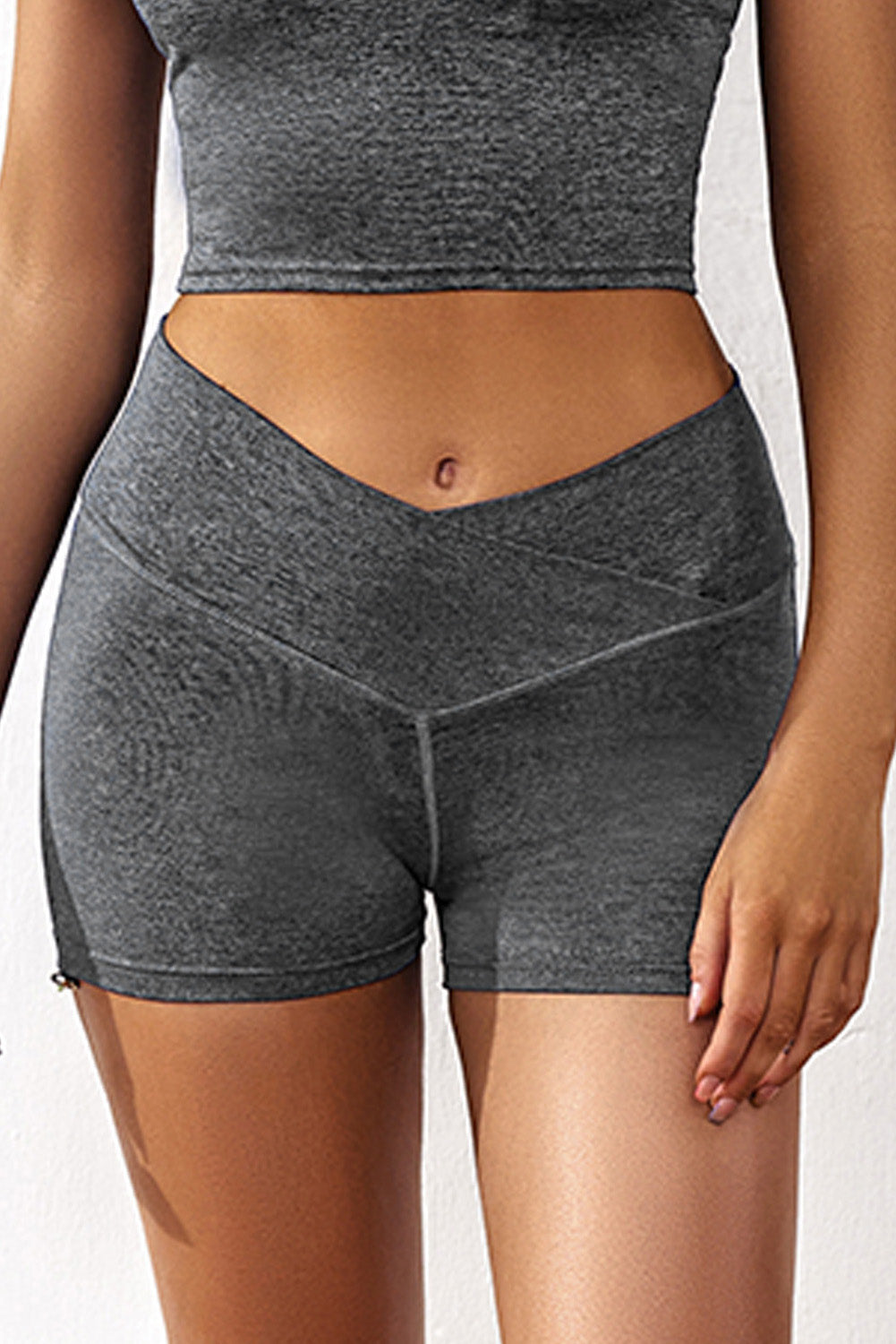 Gray Athletic Gym Butt Lifting Yoga Shorts