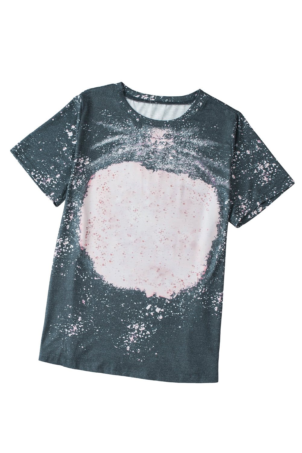 Black Plus Size Bleached Tie-dye Print T-shirt