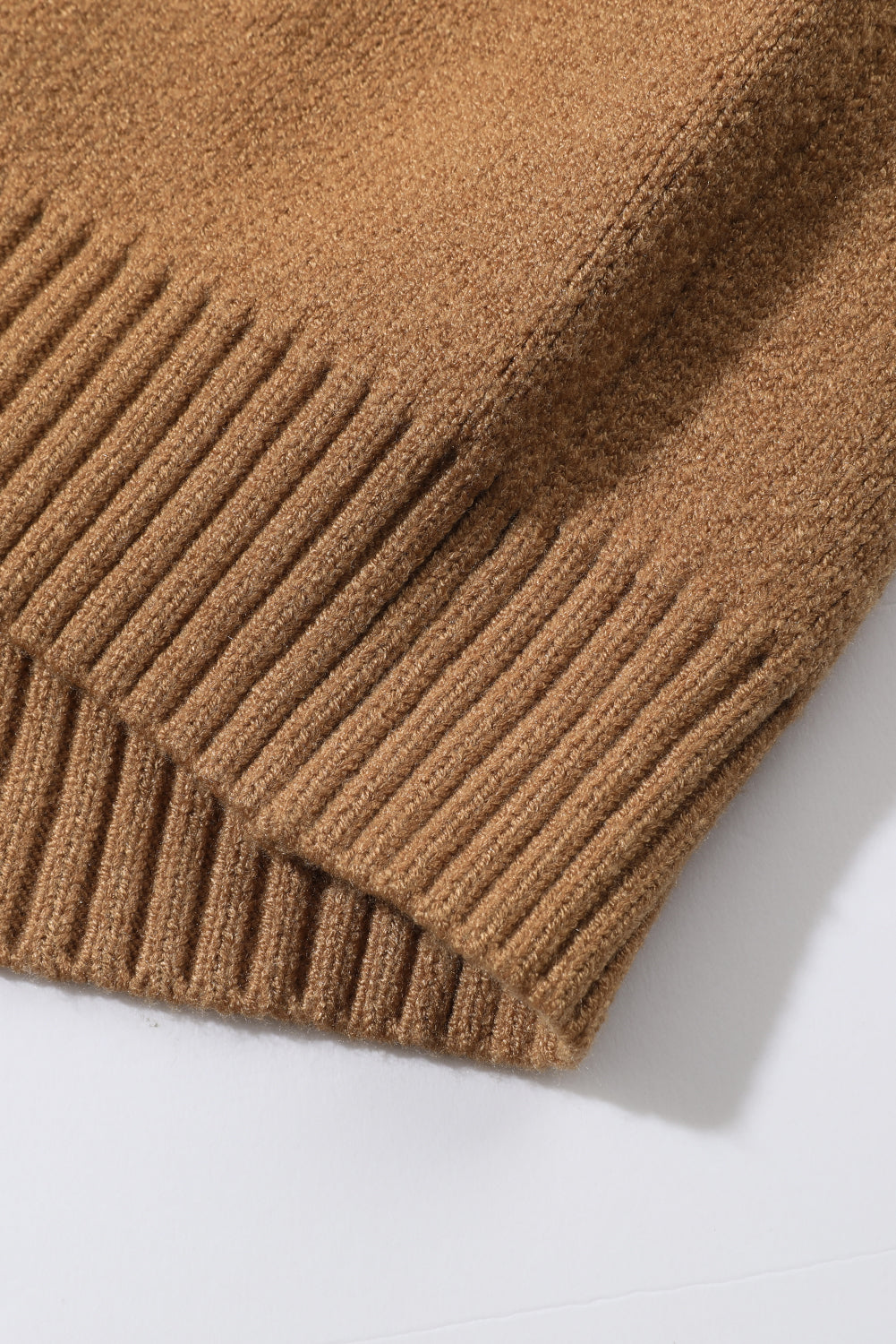 Brown Checkered Knit Ribbed Trim Buttoned Plus Cardigan