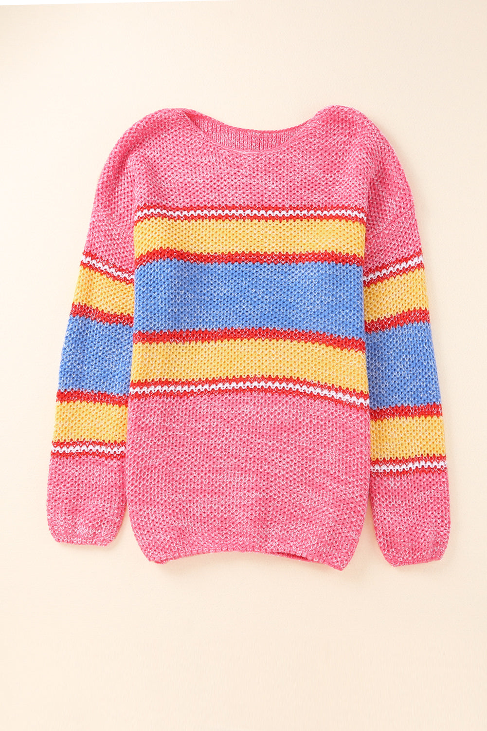 Pink Plus Size Stripe Oversized Sweater