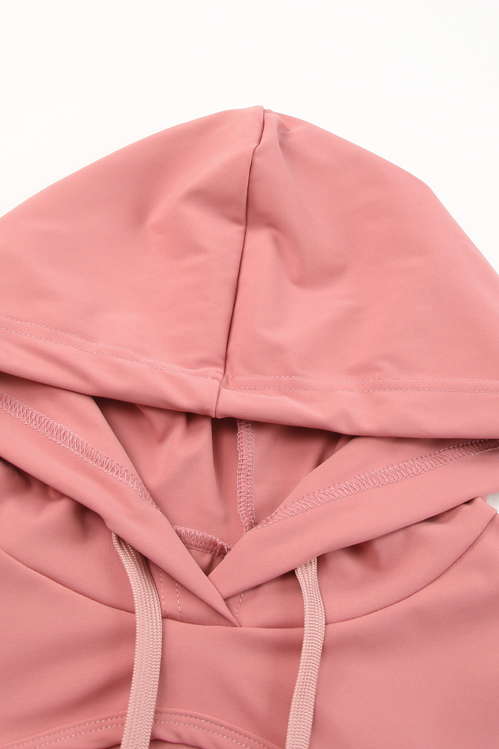 Pink Cutout Cropped Sporty Drawstring Hoodie