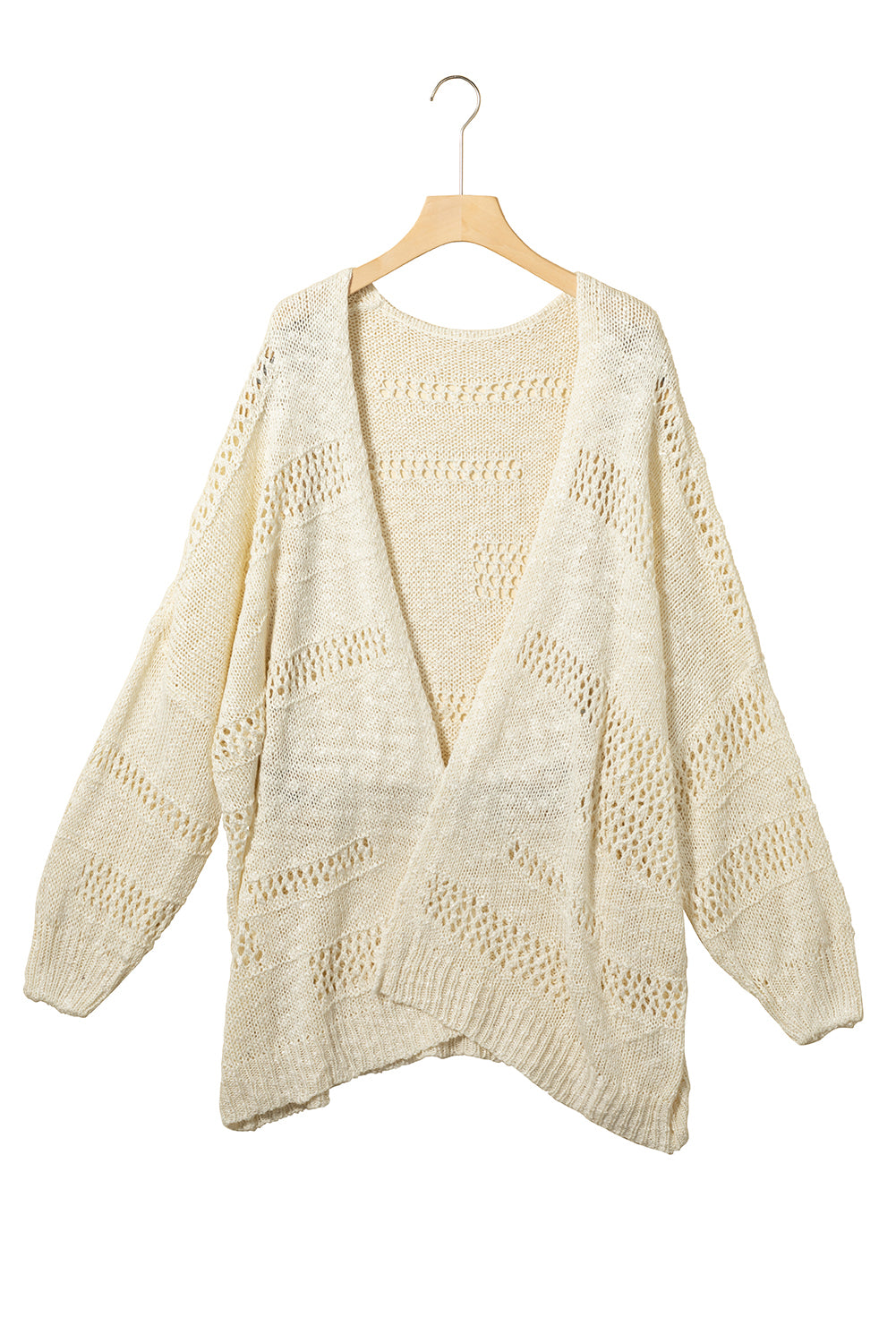 Apricot Plus Size Slouchy Hollowed Knit Open Front Cardigan